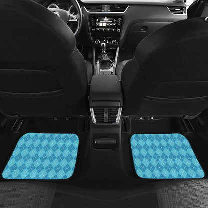 Blue Argyle Front and Back Car Floor Mats Set 4
