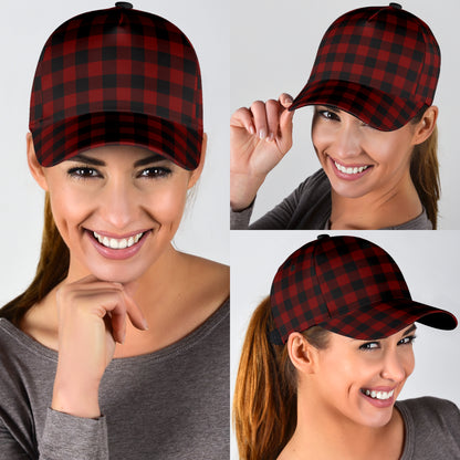 Black and White Buffalo Plaid Printed Classic Cap