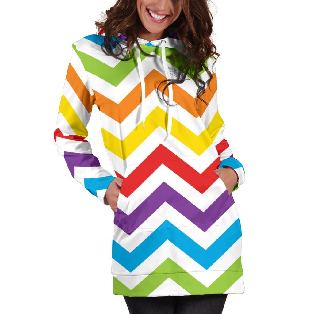 Rainbow Chevron Hoodie Dress