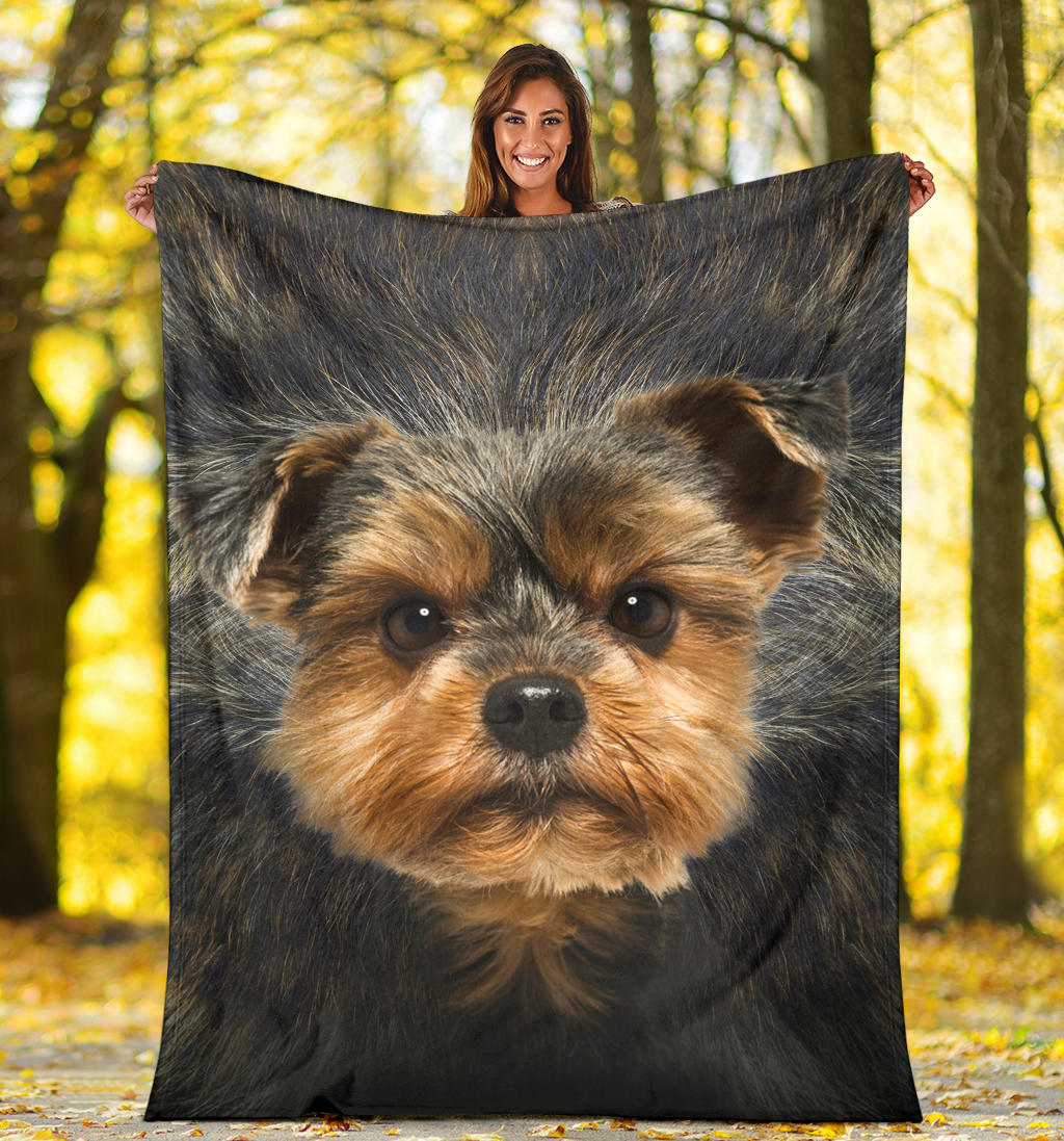 Premium Blanket Yorkshire Terrier Face Hair Blanket