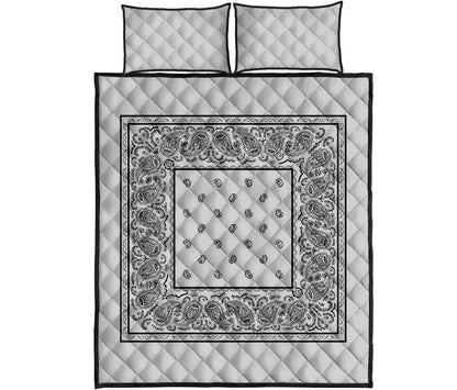 Silver Gray Bandana Bed Quilts with Shams