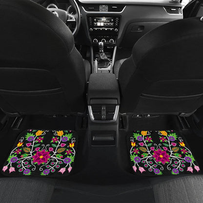 Floral Beadwork Set of 4 Car Floor Mats