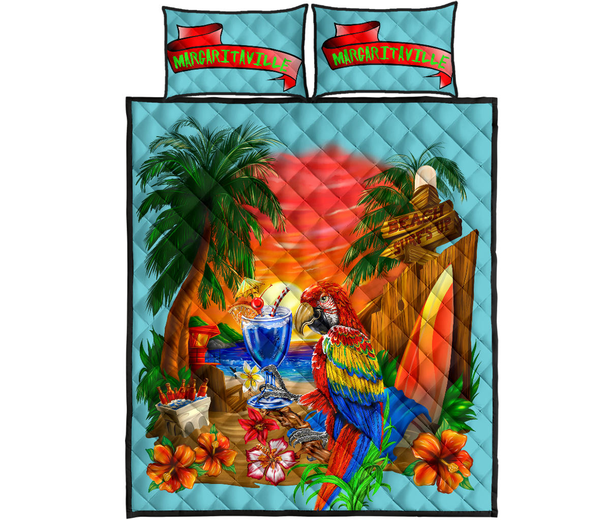 Margaritaville Baby Blue Quilt Set