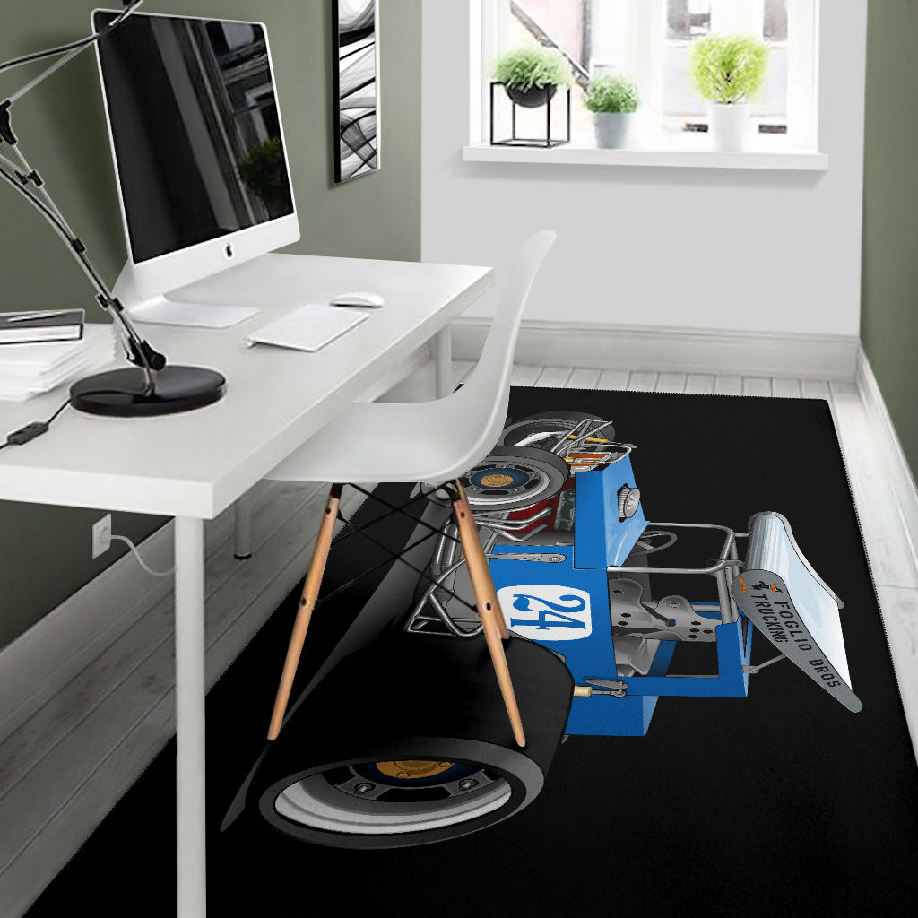 Blue Race Car Super Modified Car Art Area Rug