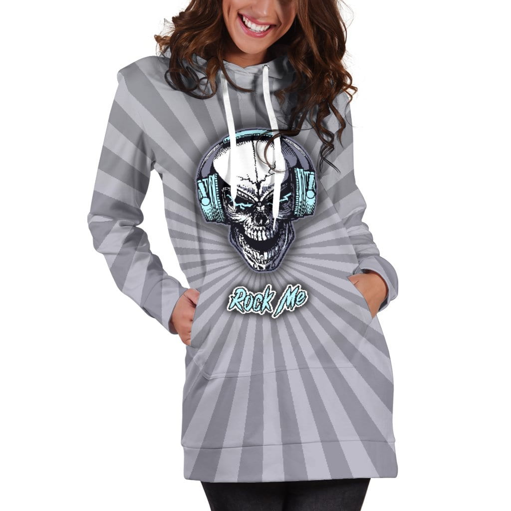 Rock Me Hoodie Dress For Skull Lovers and Music Freaks