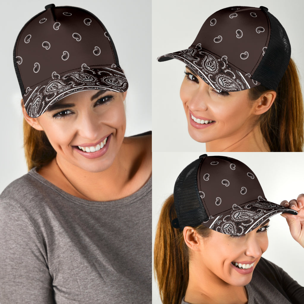Coffee Brown Bandana All Over Mesh Back Cap