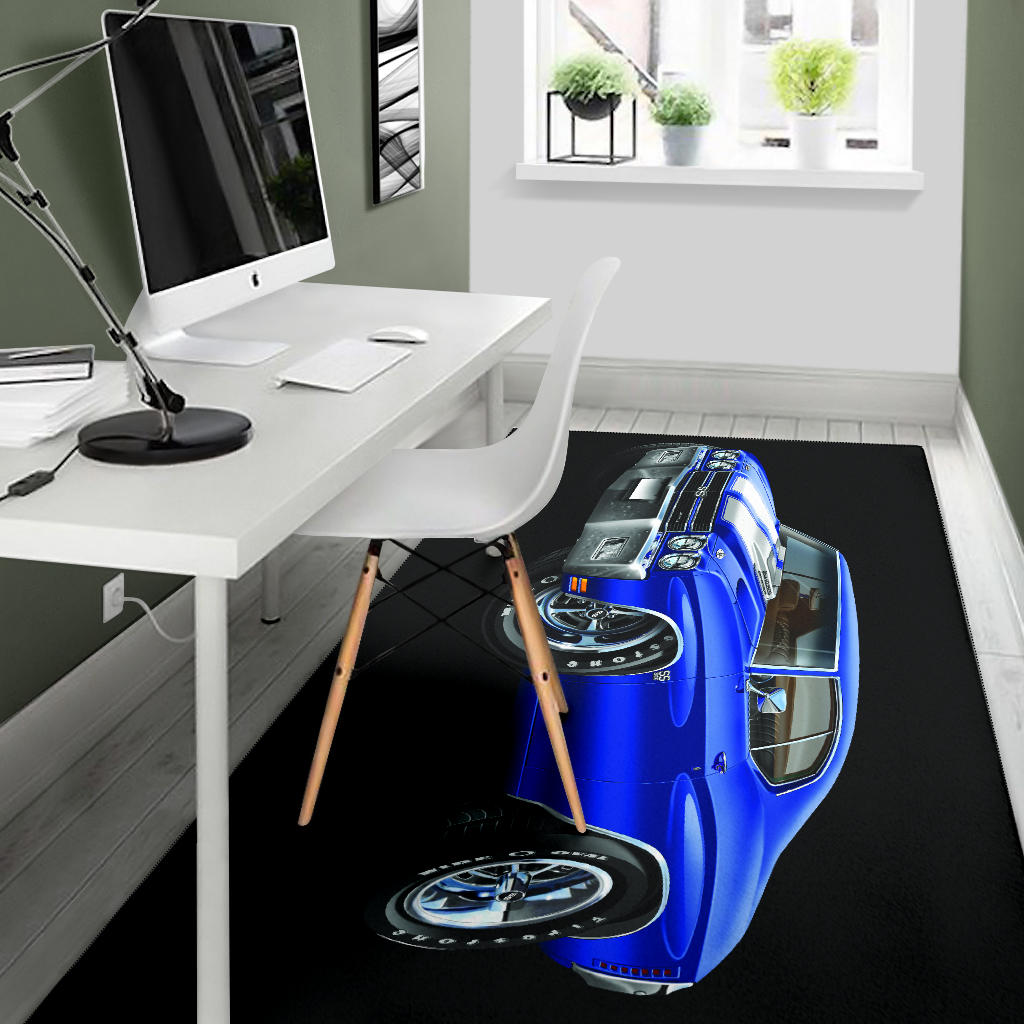 1970 Blue White Stripes Chevelle Area Rug