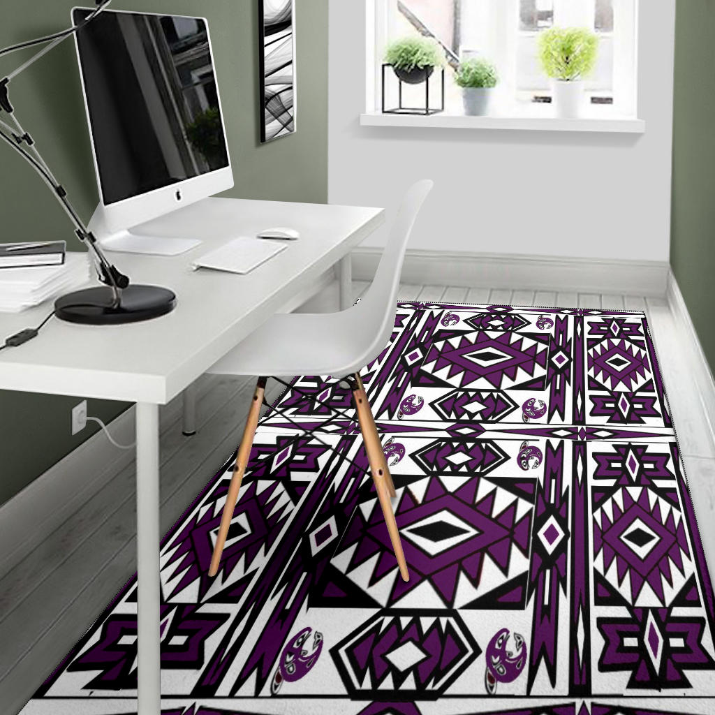 Native Stylish Area Rug Great for any Room Black Bottom  (purple)