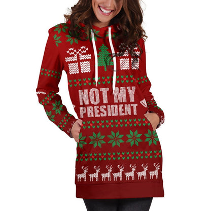 Ugly Christmas Hoodie Dress- Not My President