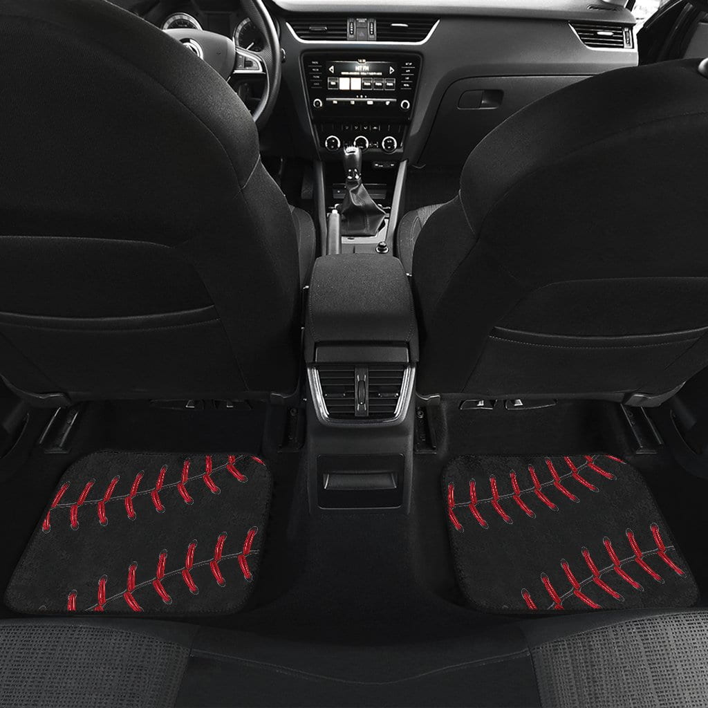 Black Baseball Front And Back Car Floor Mats (Set Of 4)