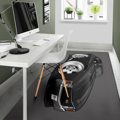 Black Chevelle Muscle Car Art Area Rug