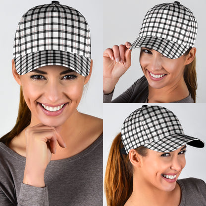 Black and White Buffalo Plaid Printed Classic Cap