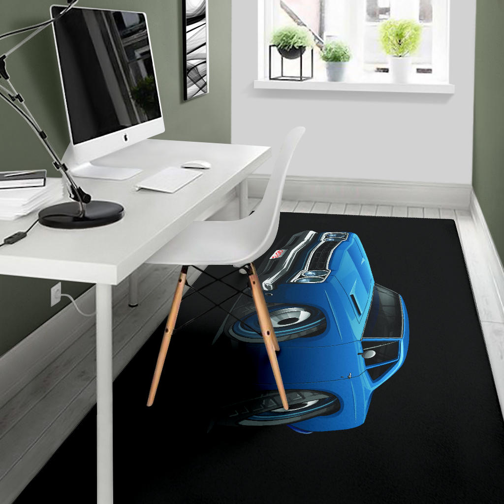 1969 Plymouth Roadrunner Blue Car Art Area Rug