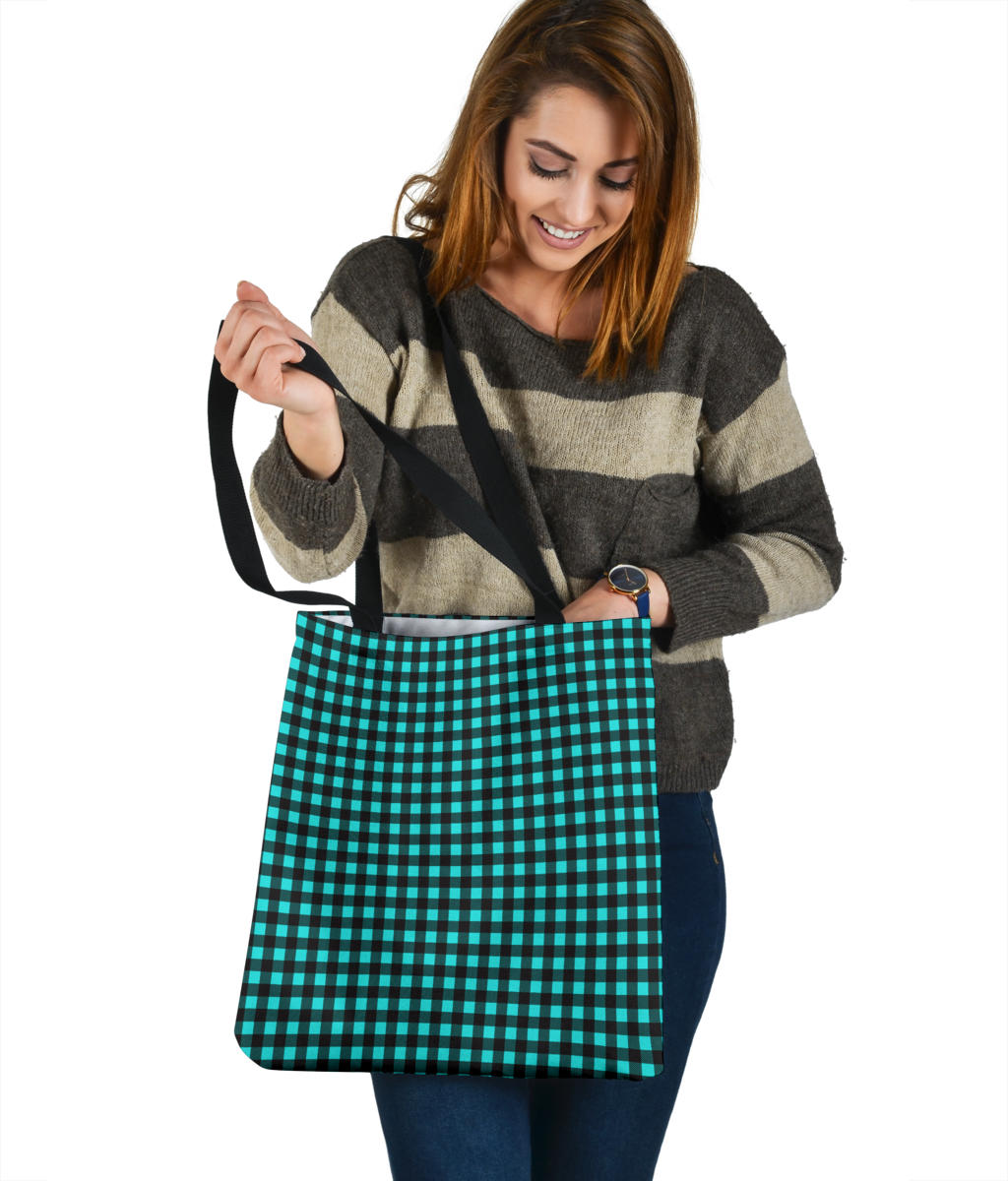 Black and White Buffalo Plaid Printed Tote Bag
