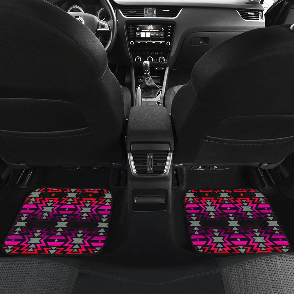 Black Fire Pink and Red Front And Back Car Floor Mats (Set Of 4)
