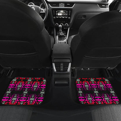 Black Fire Pink and Red Front And Back Car Floor Mats (Set Of 4)