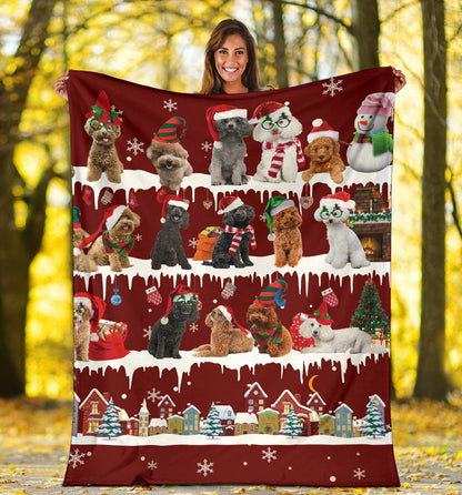 Premium Blanket Poodle Snow Christmas Blanket