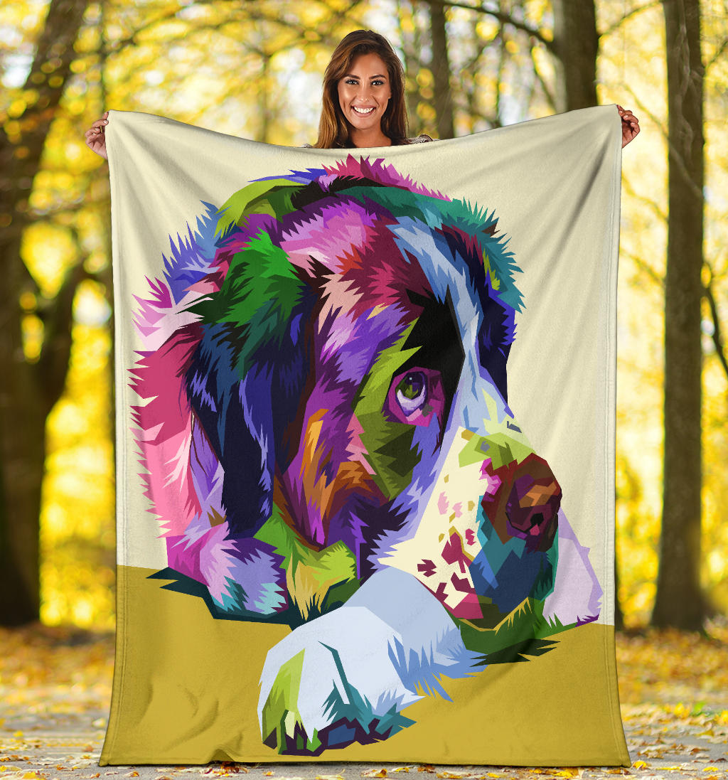 Premium Blanket colorful saint bernard dog pop art