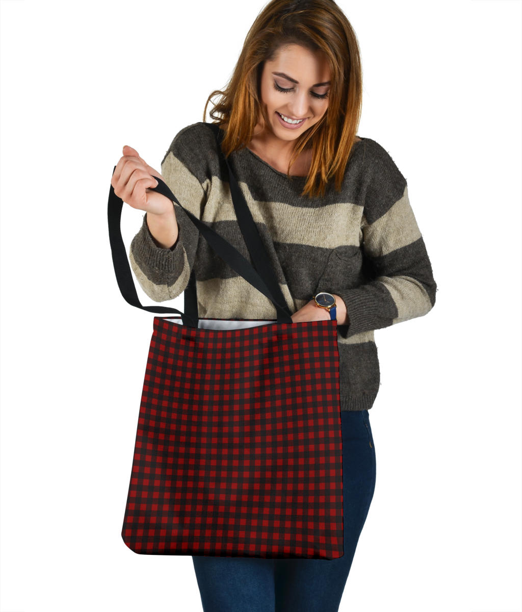 Black and White Buffalo Plaid Printed Tote Bag
