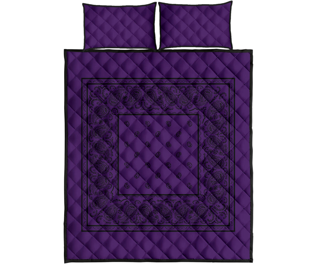 Purple and Black Bandana Bed Quilts with Shams