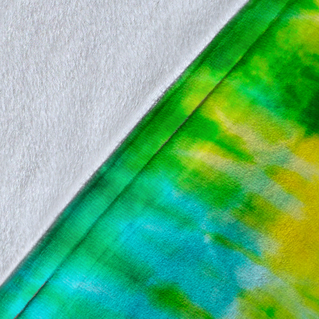 Ultra Plush Green Blue Tie Dye Fleece Premium Blanket