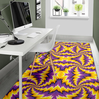 Spiral Optical Illusion Area Rug Purple Yellow
