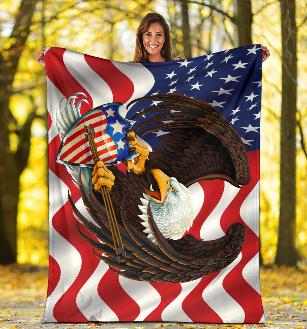 American Bald Eagle Shield Flag Premium Blanket