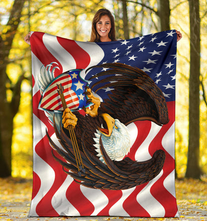 American Bald Eagle Shield Flag Premium Blanket