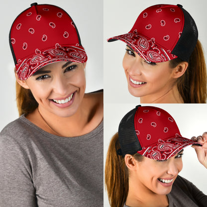 Classic Red Bandana All Over Mesh Back Cap