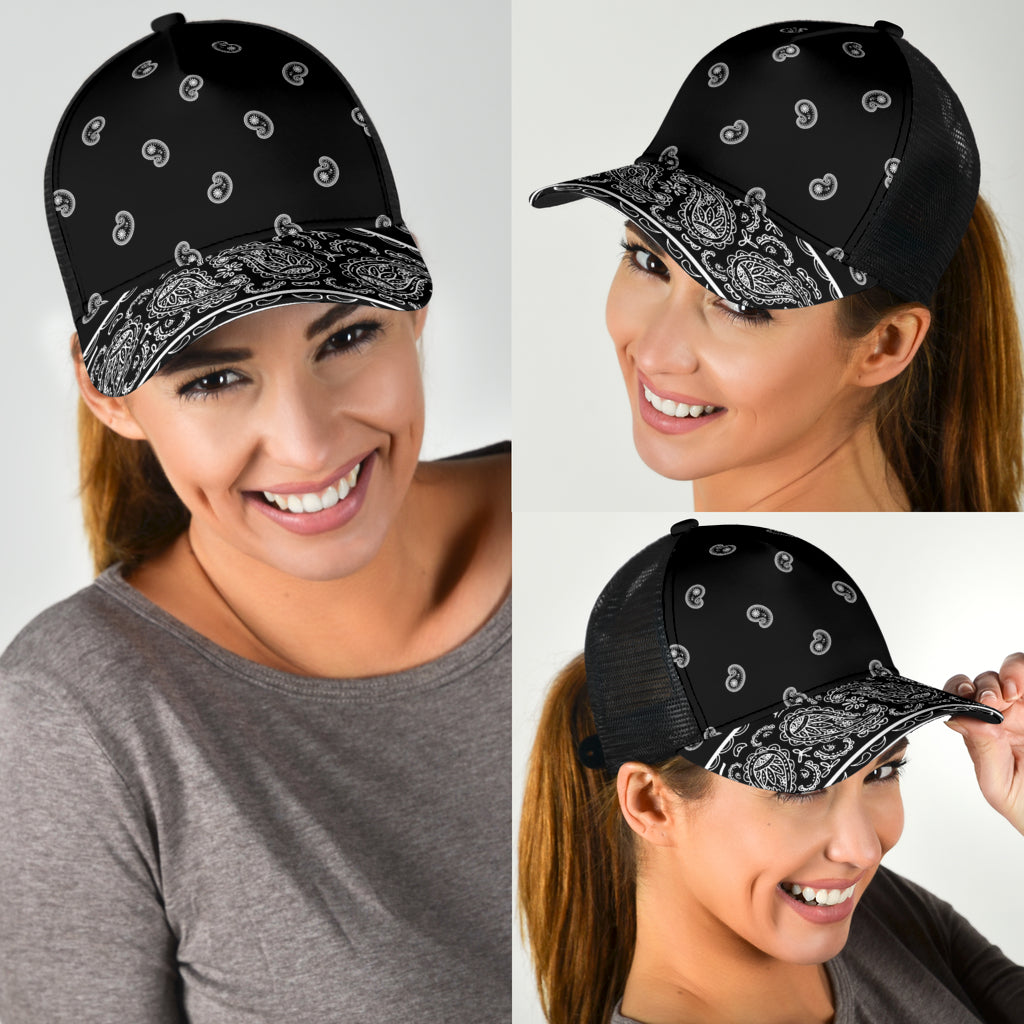 Black Bandana All Over Mesh Back Cap