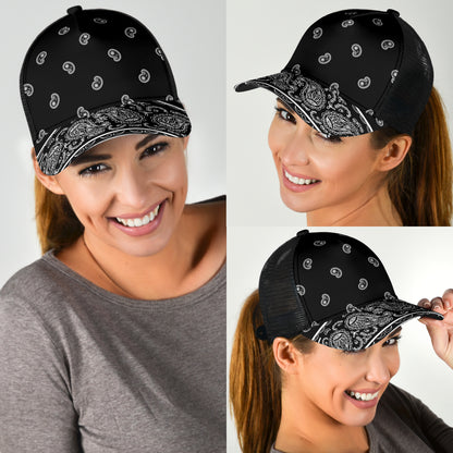 Black Bandana All Over Mesh Back Cap