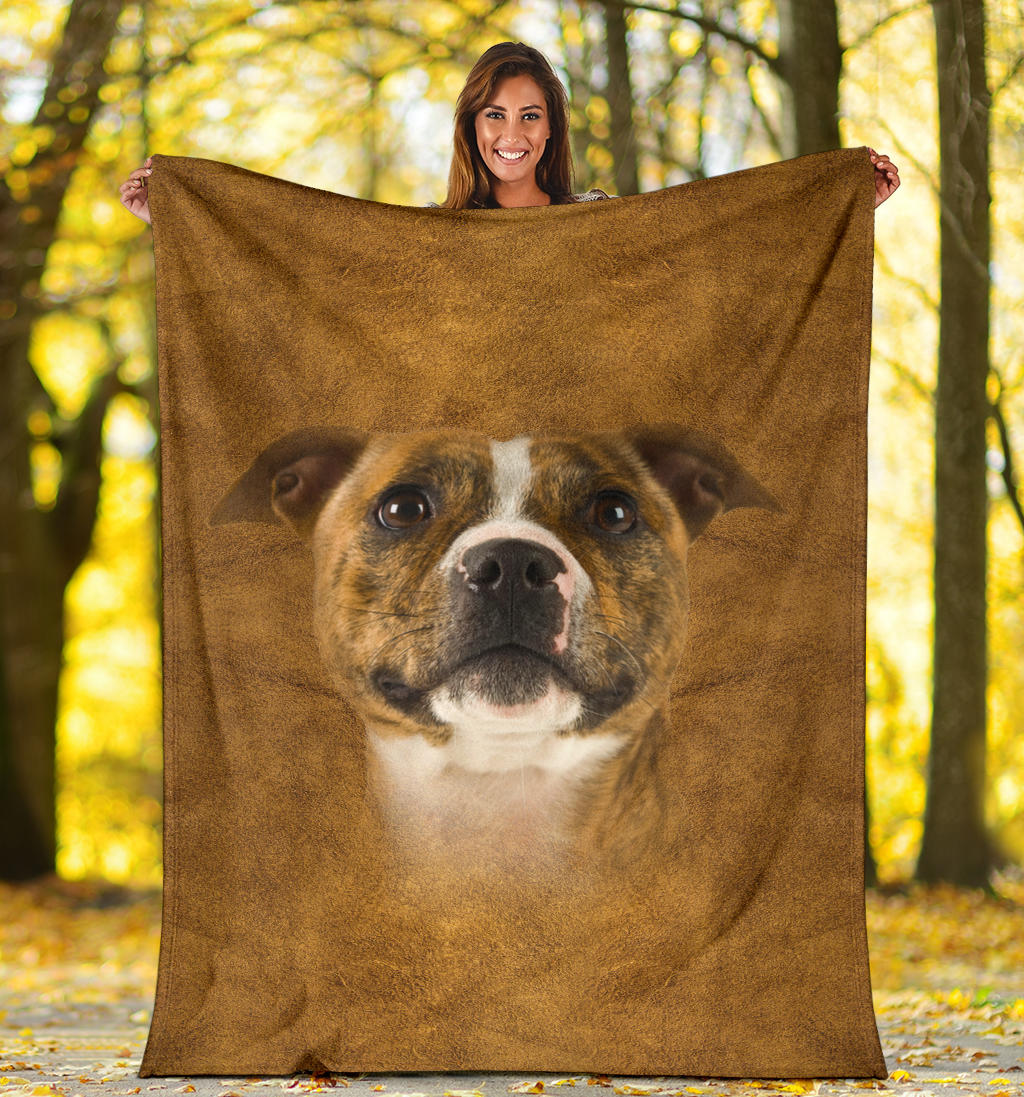 Premium Blanket Staffordshire Bull Terrier Face Hair Blanket