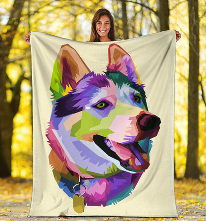 Premium Blanket cute husky dog pop art style