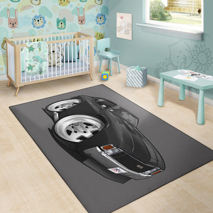 Black Chevelle Muscle Car Art Area Rug