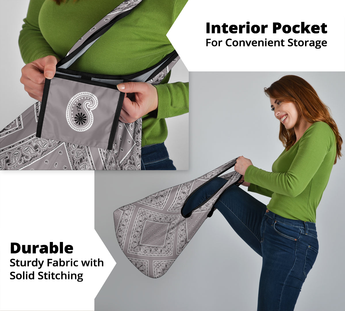 Classic Gray Bandana Grocery Bag 3-Pack