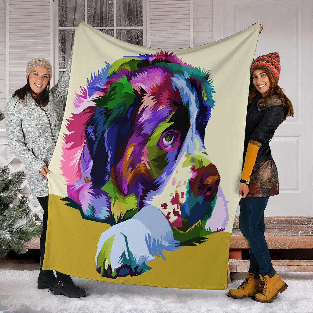 Premium Blanket colorful saint bernard dog pop art