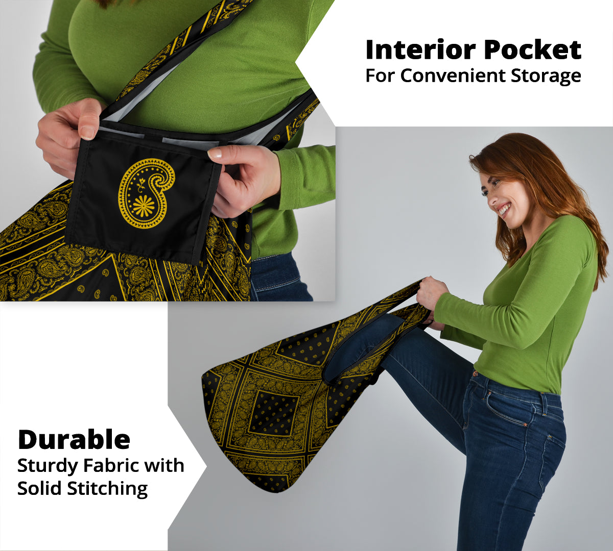 Black Gold Bandana Reusable Grocery Bag 3-Pack