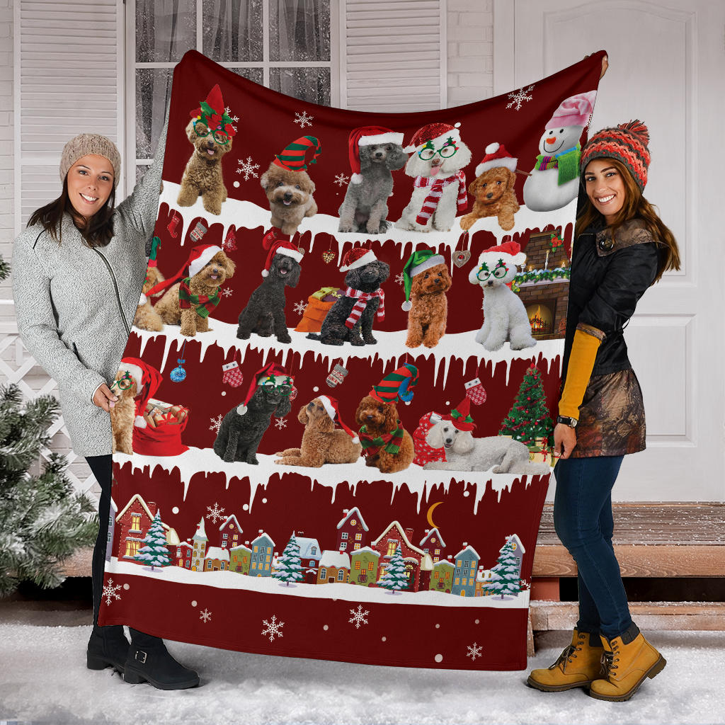 Premium Blanket Poodle Snow Christmas Blanket