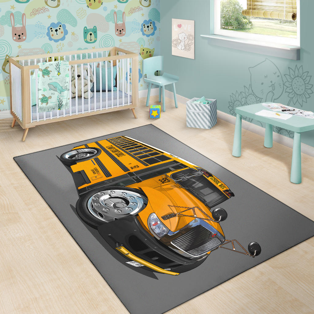 2017 International School Bus Car Art Area Rug