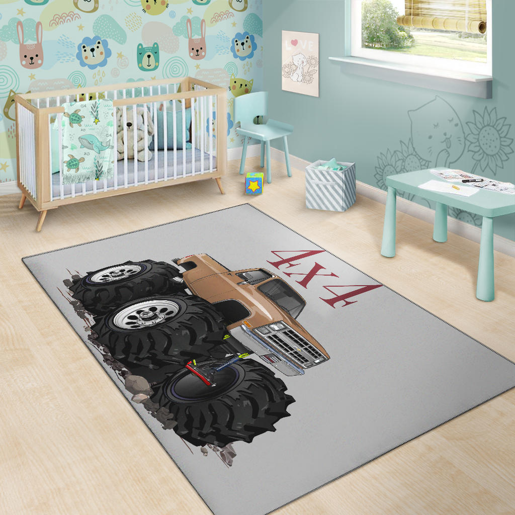 1986 4x4 Pickup Truck Car Art Area Rug