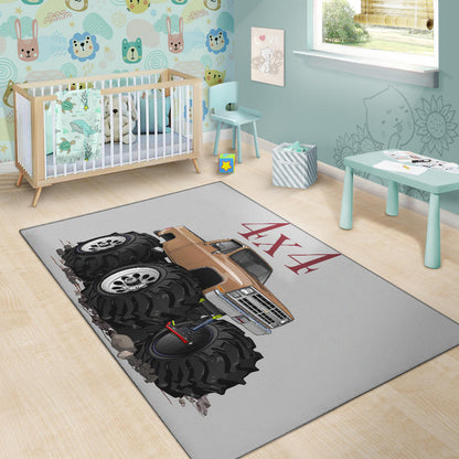 1986 4x4 Pickup Truck Car Art Area Rug