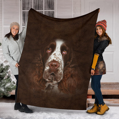 Premium Blanket English Springer Spaniel Face Hair