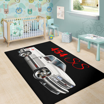 1990 454SS Pickup Truck Car Art Area Rug