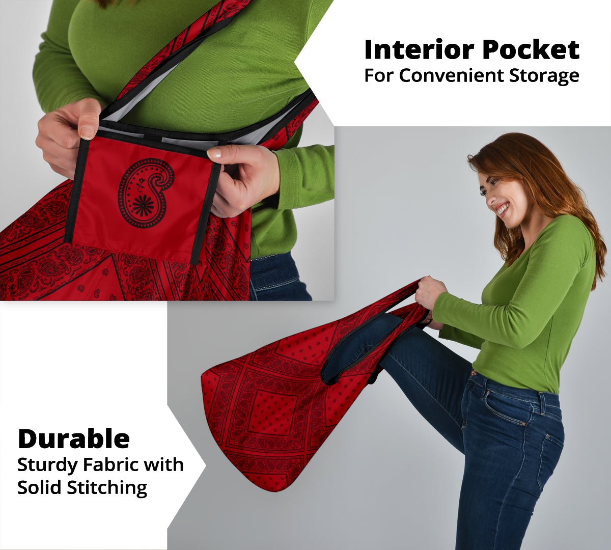 Red and Black Bandana Grocery Bag 3-Pack