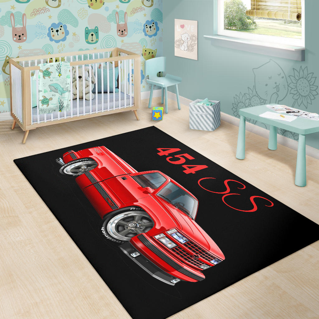 1990 454SS Pickup Truck Car Art Area Rug