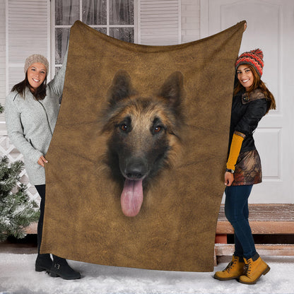 Premium Blanket Tervuren Dog Face Hair Blanket