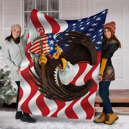 American Bald Eagle Shield Flag Premium Blanket