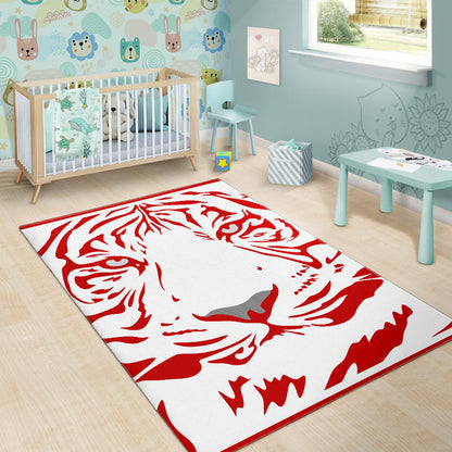 Red-Tiger-001 White Area Rug