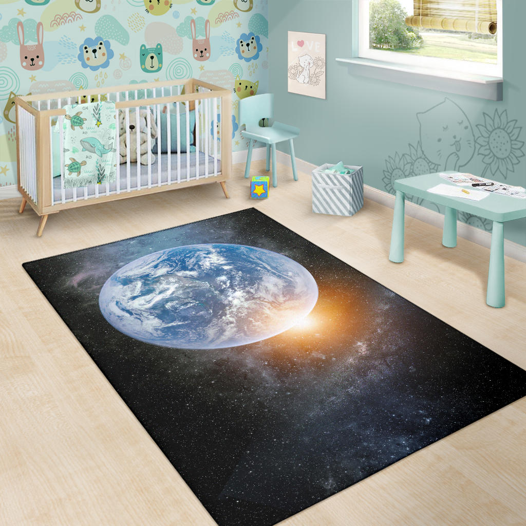 Earth Outer Space Sunrise Area Rug