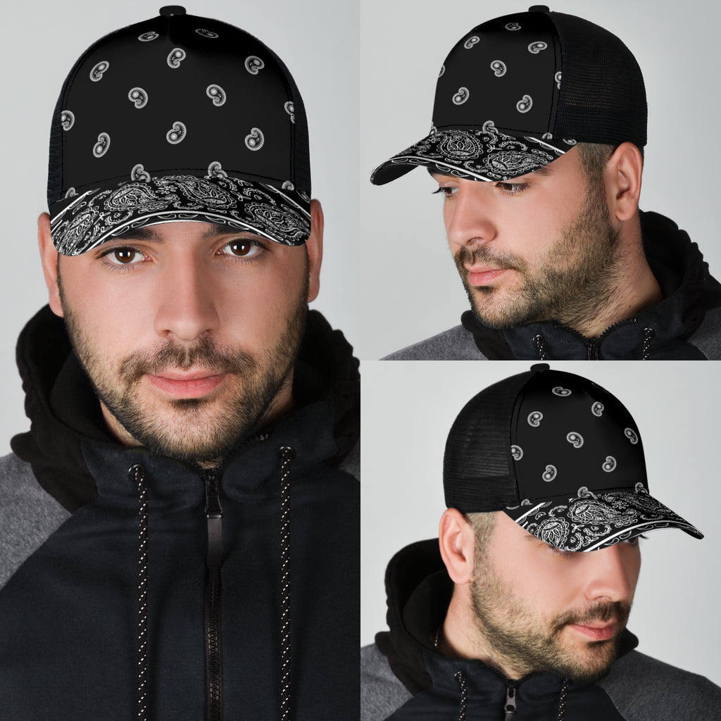Black Bandana All Over Mesh Back Cap – Let's Print Big